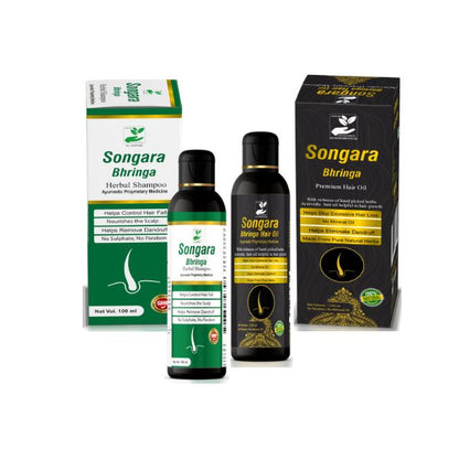 Songara Bhringa Ayurvedic Hair Oil & Shampoo to Promote Hair Growth (1 unit each)