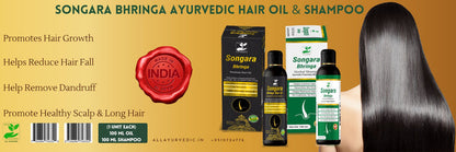 Songara Bhringa Ayurvedic Hair Oil & Shampoo to Promote Hair Growth (1 unit each)